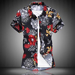 Men's Shirt 3D Print Graphic Plus Size Print Short Sleeve Casual Tops Simple Lightweight Chinese Style Comfortable Blue Red miniinthebox