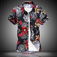 Men's Shirt 3D Print Graphic Plus Size Print Short Sleeve Casual Tops Simple Lightweight Chinese Style Comfortable Blue Red miniinthebox - thumbnail