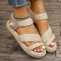 Women's Sandals Platform Sandals Daily Low Heel Round Toe Casual Linen Loafer Almond Lightinthebox