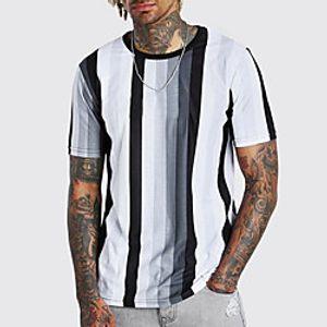 Men's Tee T shirt Shirt Striped Graphic Short Sleeve Casual Tops Basic Designer Slim Fit Big and Tall Gray Lightinthebox