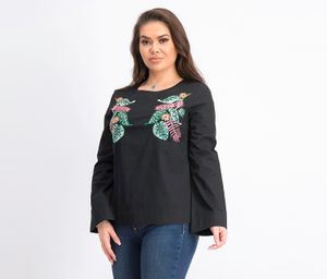 Womens Embellished Top  Black