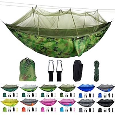 Camping Hammock with Pop Up Mosquito Net Camping Hammock Outdoor Breathable Breathability Wearable Adjustable Flexible Quick Dry Nylon with Carabiners and Tree Straps for 2 person Camping / Hiking miniinthebox