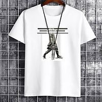 Men's Unisex Tee T shirt Hot Stamping Graphic Prints Portrait Letter Plus Size Print Short Sleeve Casual Tops Cotton Basic Fashion Designer Big and Tall White Black Khaki miniinthebox - thumbnail