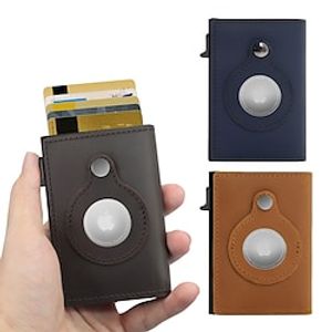 Leather Card Holder Automatic Bullet Card Holder Location Tracker Multifunctional RFID Wallet Aluminum Box Wallet Clip Card Holder miniinthebox