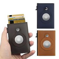 Leather Card Holder Automatic Bullet Card Holder Location Tracker Multifunctional RFID Wallet Aluminum Box Wallet Clip Card Holder miniinthebox - thumbnail