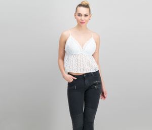 Juniors Cotton Eyelet Scallop Top  White