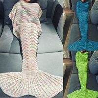 180*90CM Wave Yarn Knitting Mermaid Tail Blanket Birthday gift Blanket Bed Mat Sleep Bag