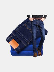 Winter Business Thicken Fleece Elasticly Jeans