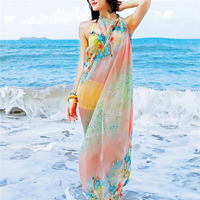 Women Spring And Summer Oversized Printing Sunscreen Chiffon Scarves Shawls Beach Towel