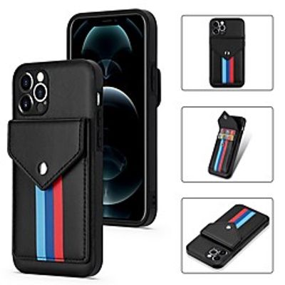 Phone Case For Apple Back Cover iPhone 12 Pro Max 11 SE 2020 X XR XS Max 8 7 6 Card Holder Shockproof Dustproof Solid Colored PU Leather miniinthebox