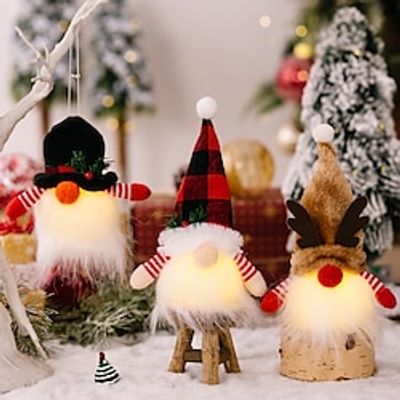 Christmas Gnome Decor with Light Handmade Swedish Tomte Plush Elf Doll Ornaments Christmas Gnome Plush Decorations for Holiday Home Table Decor Gifts Lightinthebox