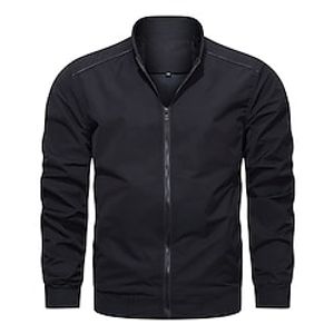 Men's Jacket Regular Pocket Coat Black Casual Daily Spring Zipper Turndown Regular Fit S M L XL XXL / Summer / Long Sleeve miniinthebox