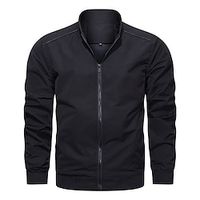 Men's Jacket Regular Pocket Coat Black Casual Daily Spring Zipper Turndown Regular Fit S M L XL XXL / Summer / Long Sleeve miniinthebox - thumbnail