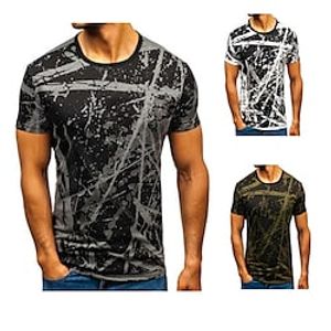 Men's T shirt Tee Graphic Camouflage Crew Neck Army Green Dark Gray White Casual Daily Short Sleeve Print Clothing Apparel Cotton Sports Fashion Lightweight Big and Tall / Summer miniinthebox