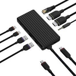 Unisynk 9 Port Dual Display USB-C Hub, Black (ACUYKUSBC9HUB4K60HZ100WBLK)