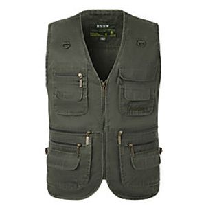 Men's Fishing Vest Outdoor Multi-Pockets Quick Dry Lightweight Breathable Vest / Gilet Spring Summer Fishing Photography Camping  Hiking Black Light Green Army Green / Cotton / Sleeveless miniinthebox