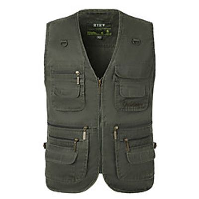 Men's Fishing Vest Outdoor Multi-Pockets Quick Dry Lightweight Breathable Vest / Gilet Spring Summer Fishing Photography Camping  Hiking Black Light Green Army Green / Cotton / Sleeveless miniinthebox