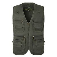 Men's Fishing Vest Outdoor Multi-Pockets Quick Dry Lightweight Breathable Vest / Gilet Spring Summer Fishing Photography Camping  Hiking Black Light Green Army Green / Cotton / Sleeveless miniinthebox - thumbnail