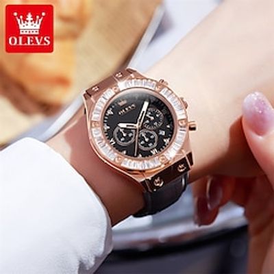 New Olevs Olevs Brand Women'S Watches Chronograph Calendar 24 Hours Luminous Fashion Niche Quartz Watch High Value Secondary School Students Diamonds Waterproof Women'S Wristwatch miniinthebox