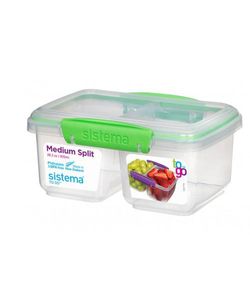 Sistema Medium Split To Go 835ml Green Clip