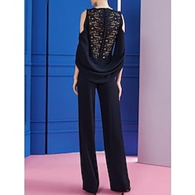 Jumpsuits Mother of the Bride Dress Wedding Guest Elegant Scoop Neck Ankle Length Stretch Chiffon Sleeveless with Lace Ruching 2023 Lightinthebox