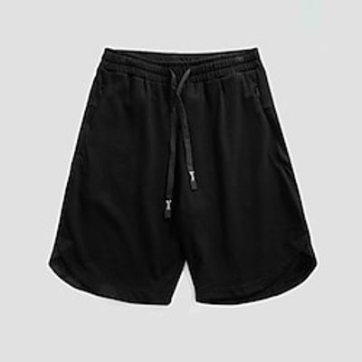 Men's Shorts Sunday Shorts Sports Going out Weekend Running Casual Drawstring Elastic Waist Plain Knee Length Gymnatics Activewear Black Beige Micro-elastic Lightinthebox