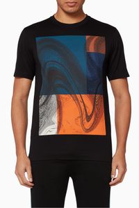 Wavy Lines Print Jersey T-Shirt