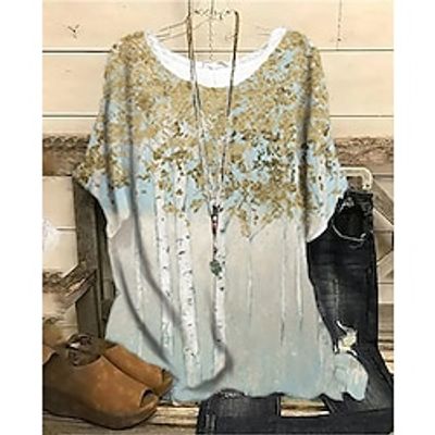 Women's Plus Size Shift Dress Floral Round Neck Half Sleeve Spring Summer Casual Short Mini Dress Causal Daily Dress Lightinthebox