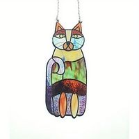 1pc Acrylic Colorful Cat Pendant With Chain - Sun Catcher Ornament For Indoor And Oe Metal Cutting Dies For Card Making Happy New Year Decoration Embossing Stencils Die Cuts DIY Scrapbooking Supplies miniinthebox