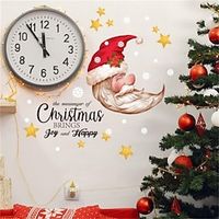 Santa Claus Moon English Christmas Wall Decal Christmas Decoration Wall Decal Self Adhesive Lightinthebox - thumbnail