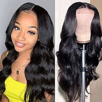 Lace Front Wigs for Black Women Human Hair Body Wave 4x1 T Part Lace Closure Wig Human Hair Lace Front Wigs Pre Plucked Natural Black Color 150% Density Lightinthebox - thumbnail