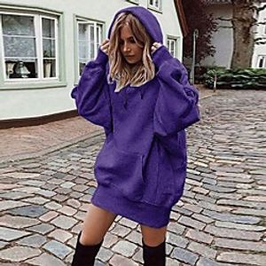 Women's Hoodie Pullover Plain Daily Weekend non-printing Active Basic Hoodies Sweatshirts  Loose Wine Red Blue Purple miniinthebox