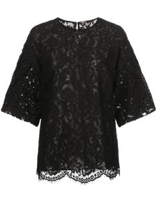 Adam Lippes short bell-sleeved lace top - Black
