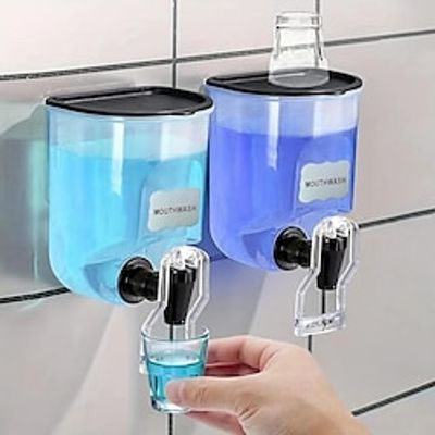 1/2pcs Wall-mounted Mouthwash Dispenser, 21oz Mouthwash Dispenser, Space Saving Mouthwash Dispenser Holder, Mouthwash Container For Bathroom, Bathroom Accessories , Bathroom Organizers  Storage miniinthebox