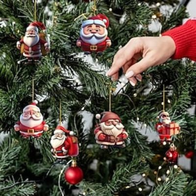 Christmas Tree Ornaments Hanging Decorations Cute Christmas Ornament 2023 New 2D Acrylic Crafts Hanging Ornament New Year Festive Party Supplies Room Hanging Decor miniinthebox