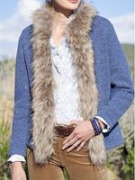 Women's Casual Knitted Fur Collar Cardigan