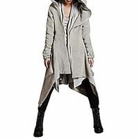 winter casual hoodie zipper jacket womens asymmetric solid quilted coat overcoat Lightinthebox - thumbnail