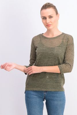 Womens 3/4 Sleeve with Pocket Tops Olive Womens 3/4 Sleeve with Pocket Tops Olive