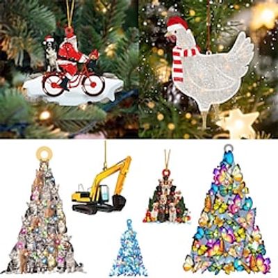 Christmas Tree Decorations, 2D Acrylic Tree Hanging Decorations, Car Backpack Accessories, Xmas Home Decorations miniinthebox Christmas Tree Decorations, 2D Acrylic Tree Hanging Decorations, Car Backpack Accessories, Xmas Home Decorations miniinthebox