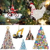 Christmas Tree Decorations, 2D Acrylic Tree Hanging Decorations, Car Backpack Accessories, Xmas Home Decorations miniinthebox - thumbnail