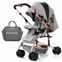 Teknum Reversible Trip Stroller With Ace Diaper Bag - Grey CM_TKLS_RTSADP_GY