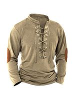 Men's Retro Lace Up Casual T-Shirt