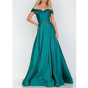 A-Line Evening Gown Elegant Dress Formal Prom Floor Length Sleeveless Sweetheart Satin with Beading 2024 Lightinthebox