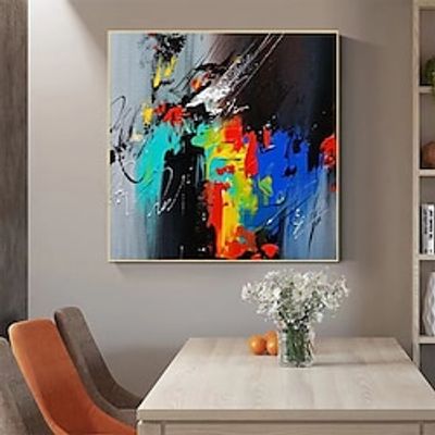 Hand Painted Abstract Colorful Modern Wall Art Canvas Painting Decorative Painting For Living Room Home Decoration Stretched Frame Ready to Hang Lightinthebox Hand Painted Abstract Colorful Modern Wall Art Canvas Painting Decorative Painting For Living Room Home Decoration Stretched Frame Ready to Hang Lightinthebox