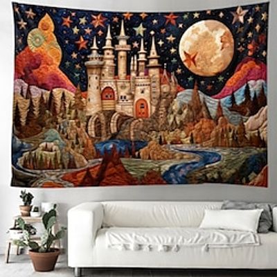 Christmas Magic Castle Wall Hanging Tapestry Wall Art Xmas Large Tapestry Mural Decor Photograph Backdrop Blanket Curtain Home Bedroom Living Room Decoration miniinthebox