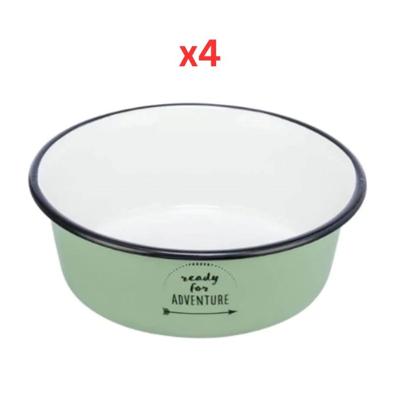 Trixie Ready For Adventure Enamel Stainless Steel Cat Bowl - Green 12cm (Pack Of 4)