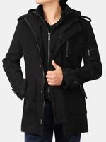 Mens False Two Pieces Zipper Trench Coat - thumbnail