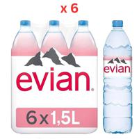 Evian Natural Mineral Water Pet Sunrise 1.5 Lt x 6 Carton