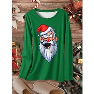 Women's Christmas Pajamas Top Santa Claus Warm Comfort Funny Home Christmas Daily Spandex Warm Breathable Crew Neck Long Sleeve Fall Winter Black Pink Lightinthebox