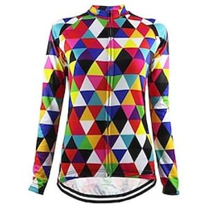 21Grams Women's Cycling Jersey Long Sleeve Bike Top with 3 Rear Pockets Mountain Bike MTB Road Bike Cycling Breathable Quick Dry Moisture Wicking Reflective Strips Red Geometic Polyester Spandex Lightinthebox